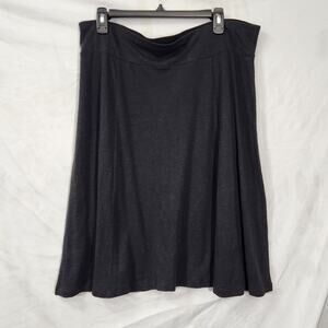 EILEEN FISHER 100% Linen Black Skirt A-Line LG Pull On Classic Capsule Slinky